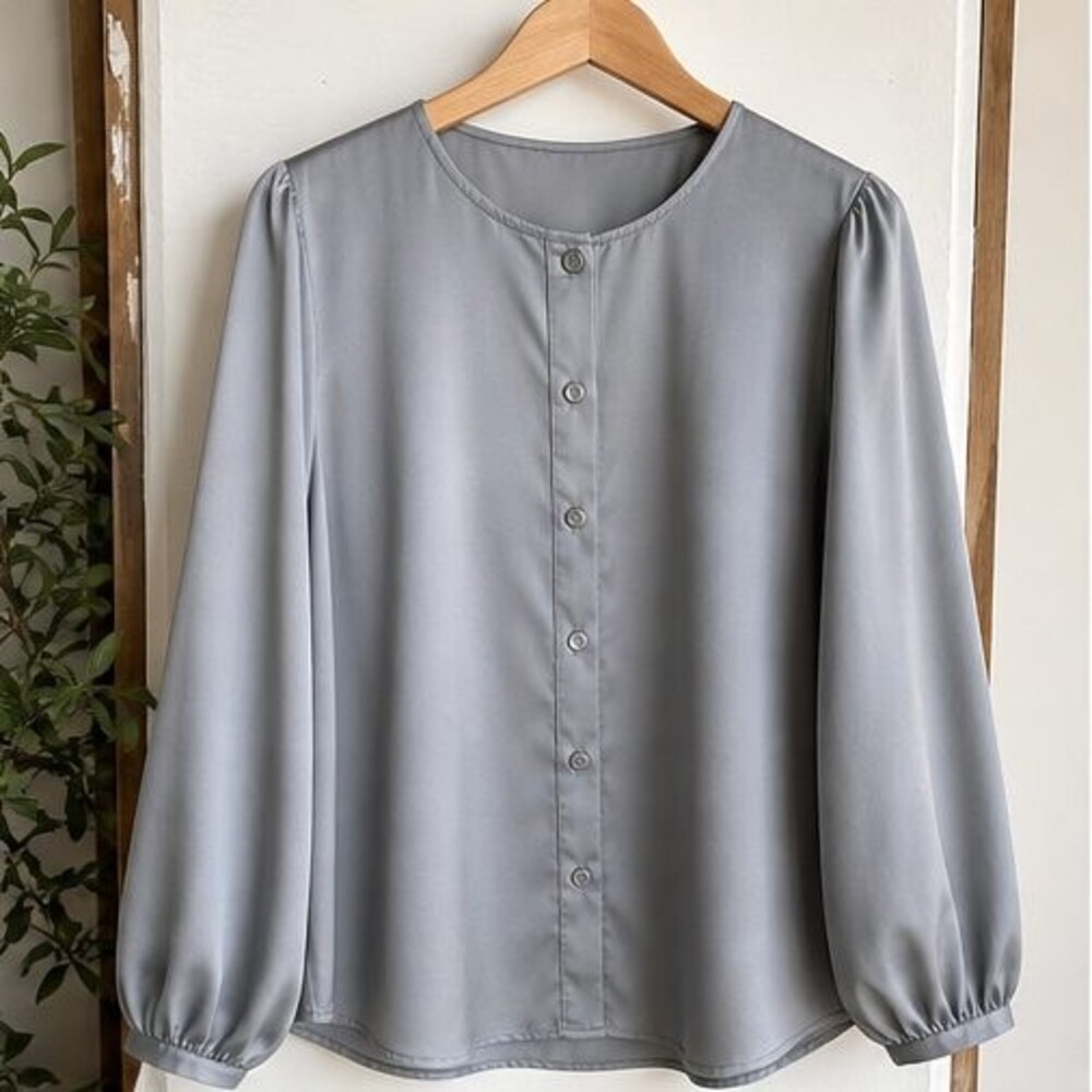 Gray Tie Neck Blouse